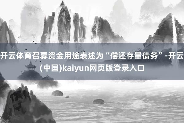 开云体育召募资金用途表述为“偿还存量债务”-开云(中国)kaiyun网页版登录入口