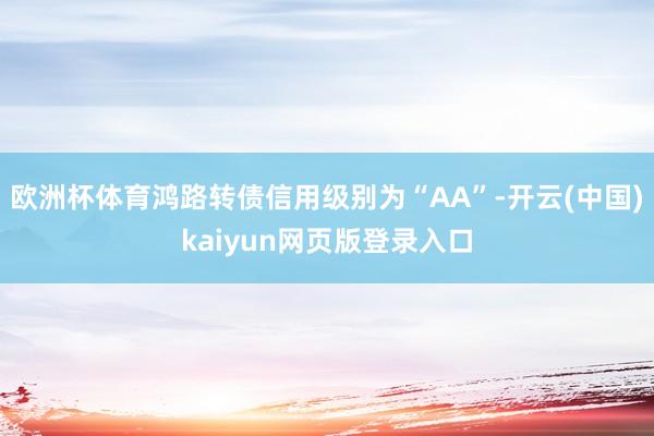 欧洲杯体育鸿路转债信用级别为“AA”-开云(中国)kaiyun网页版登录入口