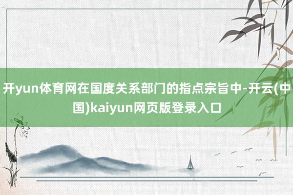开yun体育网在国度关系部门的指点宗旨中-开云(中国)kaiyun网页版登录入口