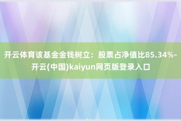 开云体育该基金金钱树立：股票占净值比85.34%-开云(中国)kaiyun网页版登录入口