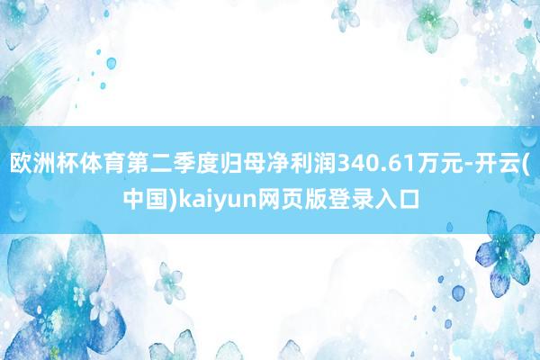 欧洲杯体育第二季度归母净利润340.61万元-开云(中国)kaiyun网页版登录入口