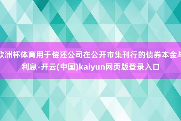 欧洲杯体育用于偿还公司在公开市集刊行的债券本金与利息-开云(中国)kaiyun网页版登录入口