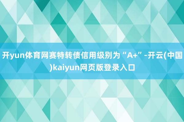 开yun体育网赛特转债信用级别为“A+”-开云(中国)kaiyun网页版登录入口
