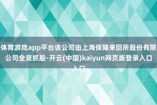 体育游戏app平台该公司由上海保障来回所股份有限公司全资抓股-开云(中国)kaiyun网页版登录入口
