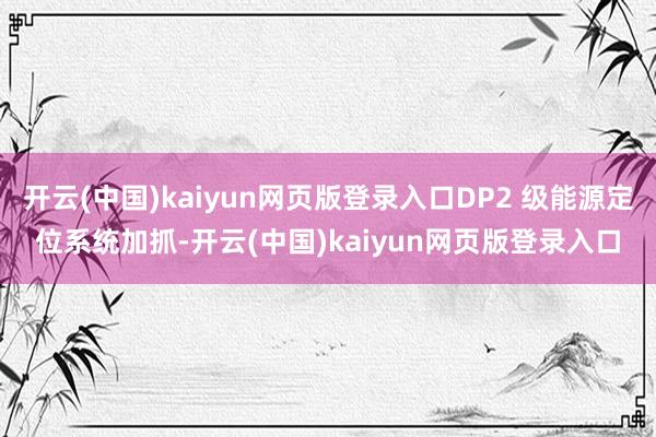 开云(中国)kaiyun网页版登录入口DP2 级能源定位系统加抓-开云(中国)kaiyun网页版登录入口
