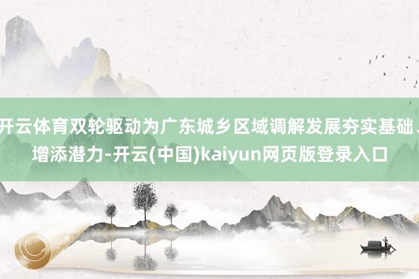 开云体育双轮驱动为广东城乡区域调解发展夯实基础、增添潜力-开云(中国)kaiyun网页版登录入口
